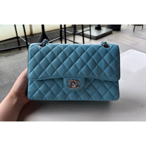 Chanel A01112 Classic 11.12 Handbag in Blue Calfskin