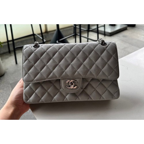 Chanel A01112 Classic 11.12 Handbag in Gray Calfskin