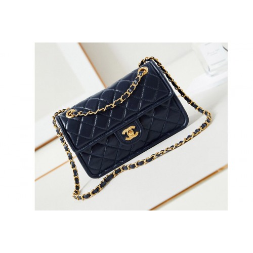 Chanel Mini Flap Bag in Navy Blue Calfskin