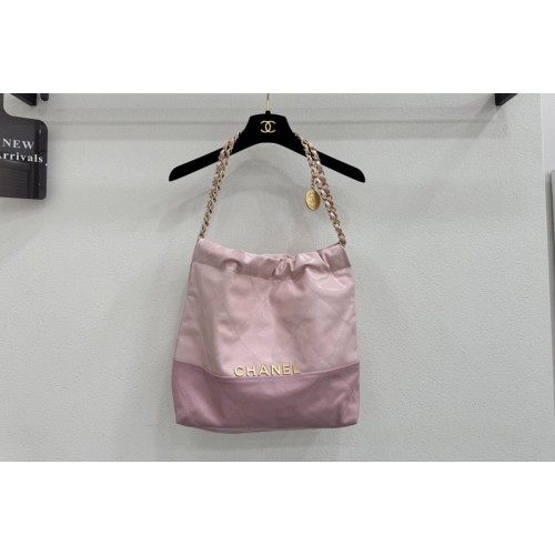 Chanel 22 Small Handbag AS3260 in Pink Patent Gradient Calfskin