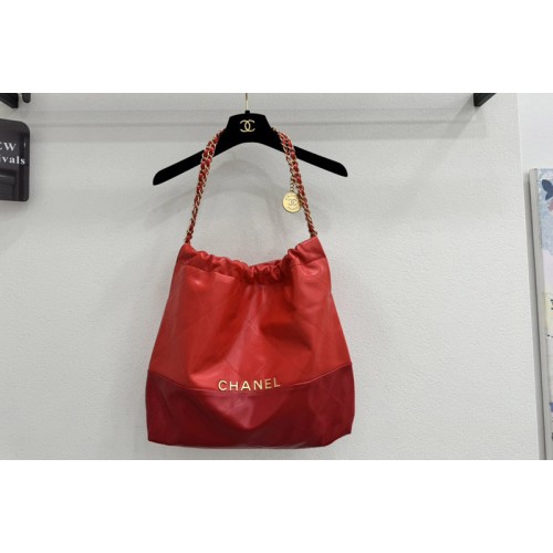 Chanel 22 Handbag AS3261 in Red Patent Gradient Calfskin