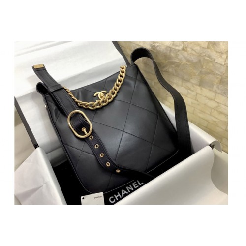 Chanel AS2844 Hobo Bag in Black Calfskin