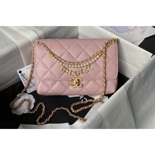 Chanel AS5011 Small Flap Bag in Pink Shiny Lambskin
