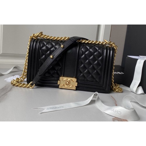 Chanel A67086 Boy Chanel Handbag in Black Shiny Lambskin