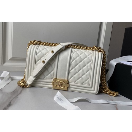 Chanel A67086 Boy Chanel Handbag in White Shiny Lambskin Chanel A67086 Boy Chanel Handbag in White Shiny Lambskin