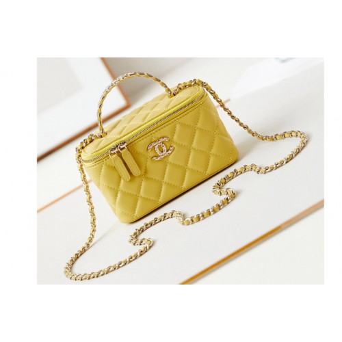 Chanel AP3768 Clutch on Chain bag in Yellow Lambskin