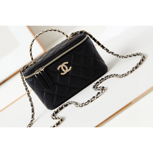 Chanel AP3768 Clutch on Chain bag in Black Lambskin