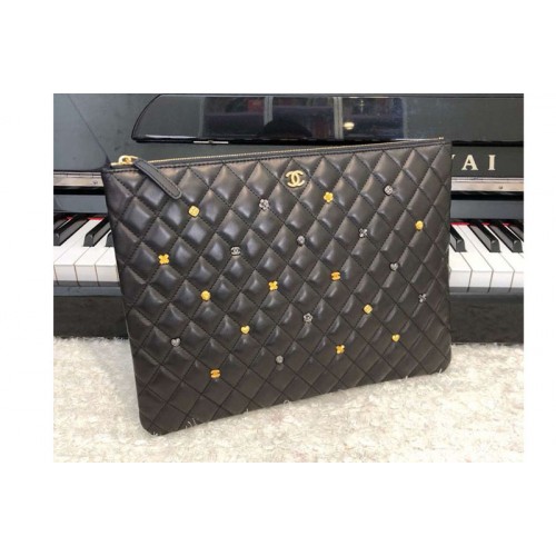 Chanel Pouch Clutch 33cm/28cm Calfskin Leather Black