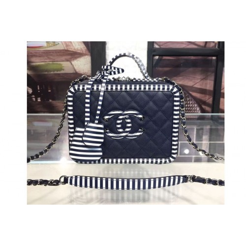 Chanel Filigree Vanity Case Small Bag Beige Grained Calfskin Black