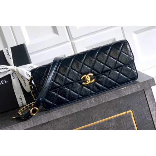 Chanel Clutch With Chain Bag in Navy Blue Leather
