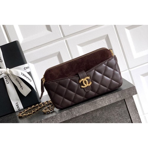 Chanel AP4743 Zipped Phone Holder With Chain Bag in Suede