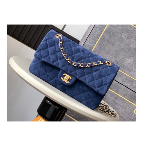 Chanel A01112 Classic 11.12 Handbag in Blue Velvet