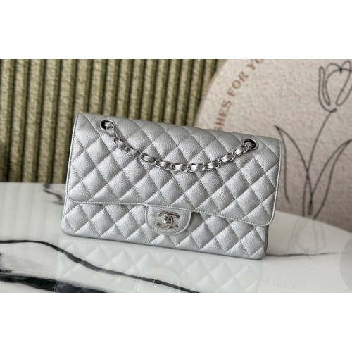 Chanel 11.12 Classic Handbag A01112 in Silver Leather Chanel 11.12 Classic Handbag A01112 in Silver Leather