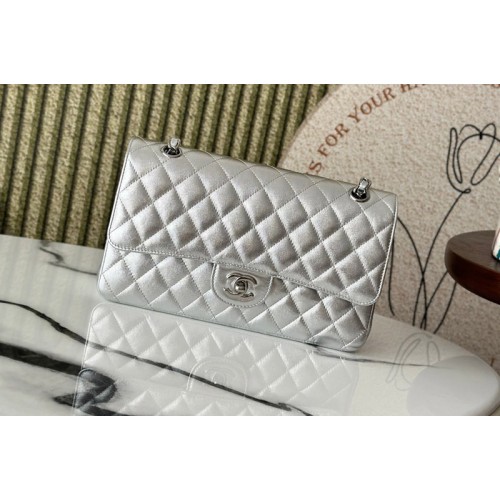 Chanel 11.12 Classic Handbag A01112 in Silver Leather Chanel 11.12 Classic Handbag A01112 in Silver Leather