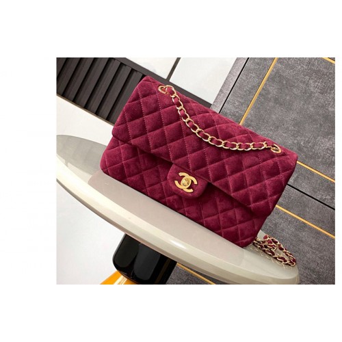 Chanel A01112 Classic 11.12 Handbag in Red Velvet