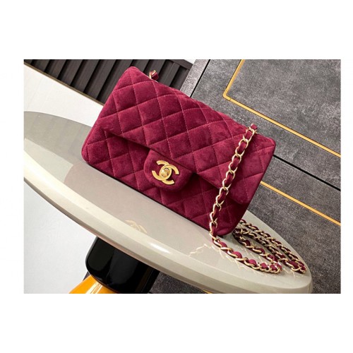 Chanel A69900 Mini Classic Handbag in Red Velvet