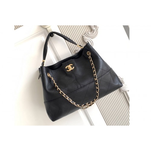Chanel AS5657 Shopping Bag in Black Leather