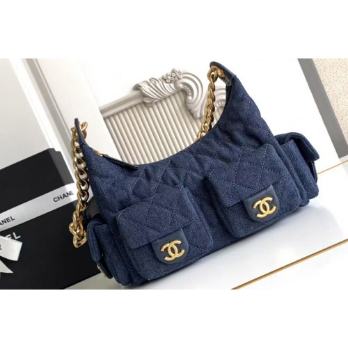 Chanel AS5339 Large Hobo Bag in Blue Denim