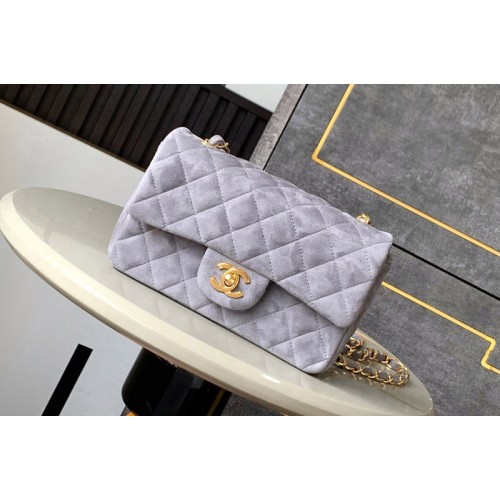 Chanel A69900 Mini Classic Handbag in Gray Velvet