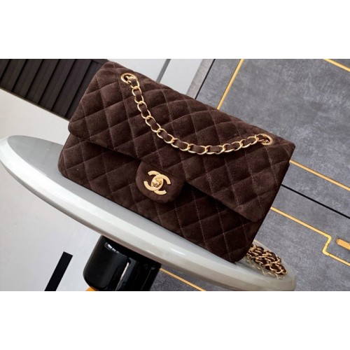 Chanel A01112 Classic 11.12 Handbag in Dark Brown Velvet Chanel A01112 Classic 11.12 Handbag in Dark Brown Velvet