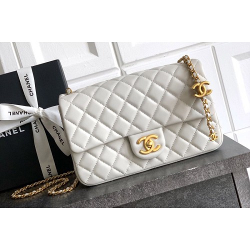 Chanel Flap Bag in Light Gray Leather