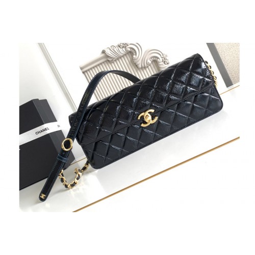 Chanel Clutch With Strap Bag in Black Leather