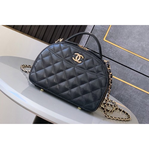 Chanel Bowling Bag in Black Leather