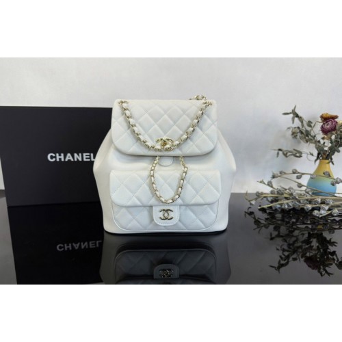 Chanel Duma Backpack in White Leather