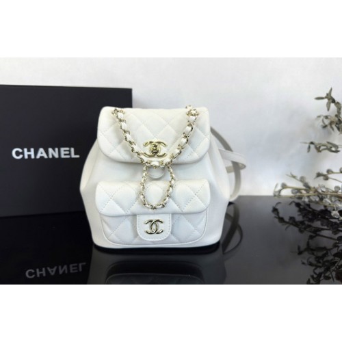 Chanel Duma Small Backpack in White Leather