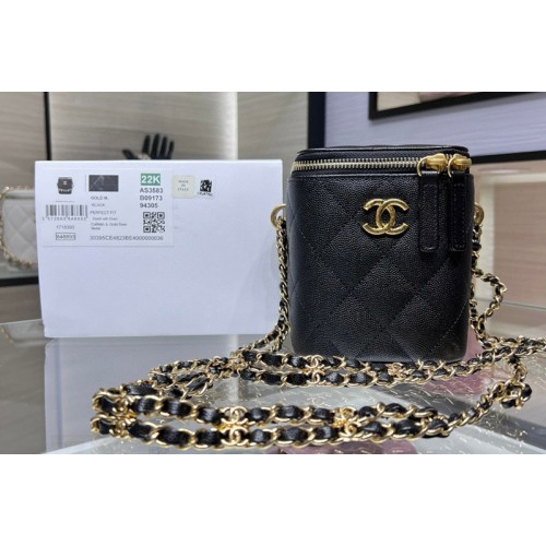 Chanel AS3583 Small Vanity With Chain in Black Leather