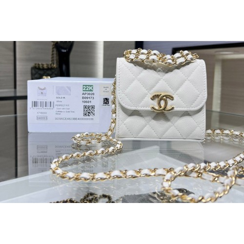 Chanel AP3020 Clutch With Chain in White Leather