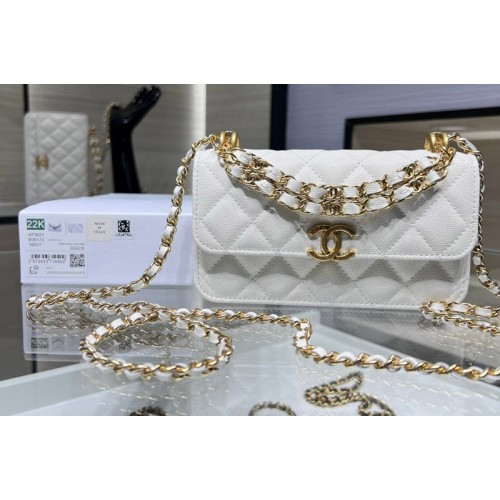Chanel AP3021 Clutch With Chain in White Leather