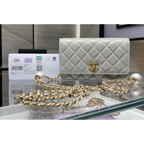 Chanel AP3964 Wallet on Chain in Gray Lambskin