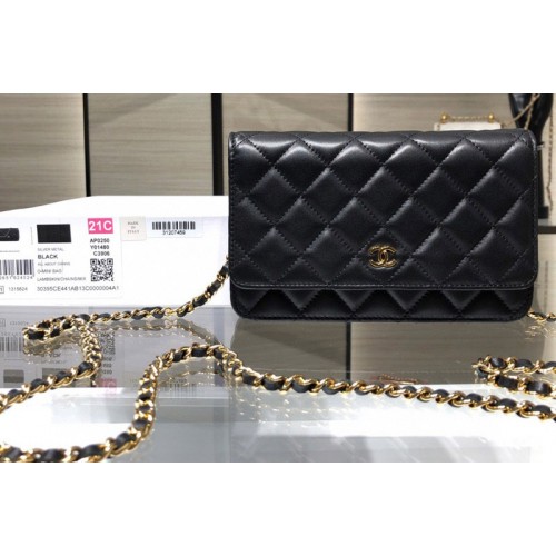 Chanel AP0250 Classic Wallet on Chain in Black Leather