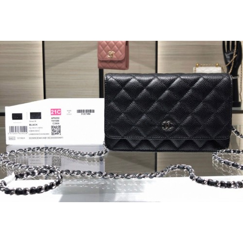 Chanel AP0250 Classic Wallet on Chain in Black Leather