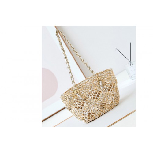 Chanel COCO Beach Bag in Beige Raffia