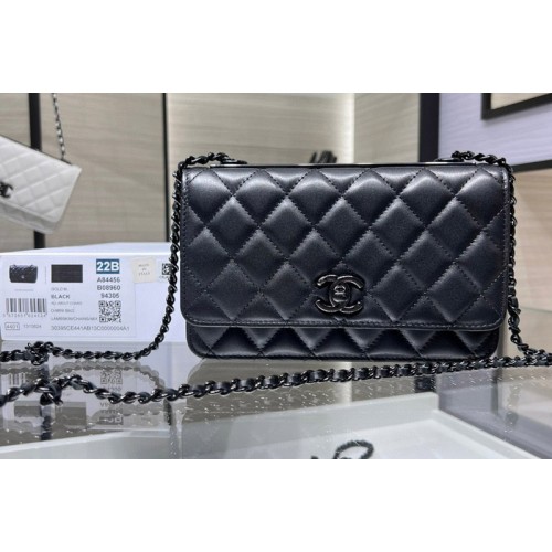 Chanel A84456 Wallet on Chain in Black Leather