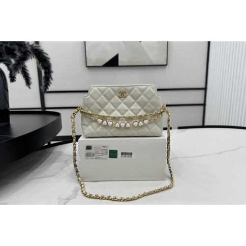 Chanel A96061 Clutch With Chain in White Leather