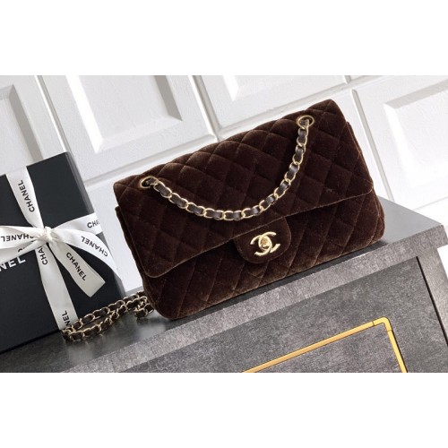 Chanel A01112 Classic 11.12 Handbag in Brown Velvet
