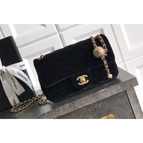 Chanel AS1787 Mini Flap Bag in Black Velvet Chanel AS1787 Mini Flap Bag in Black Velvet