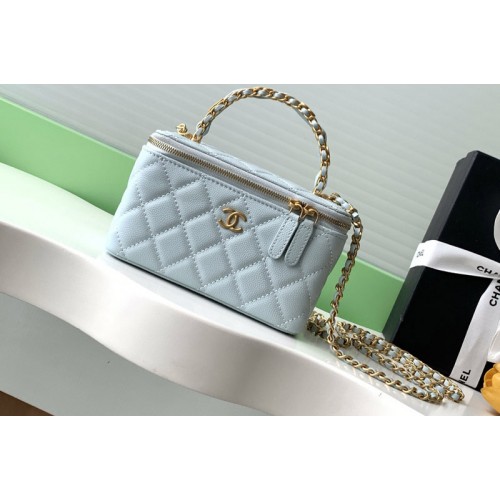 Chanel AP4842 Long Vanity With Chain in Blue Leather