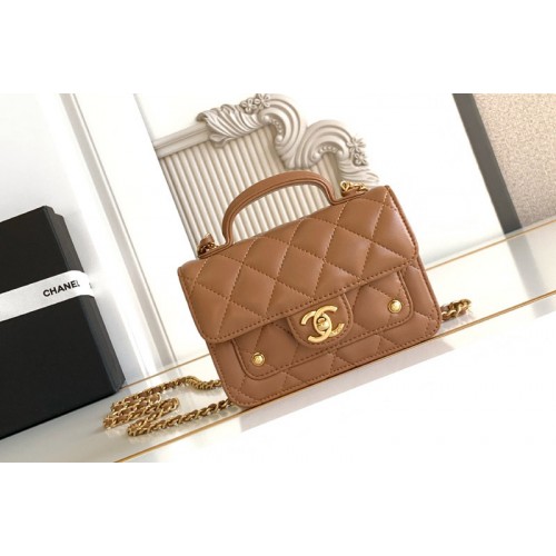 Chanel AP4675 Clutch With Chain In Brown Leather