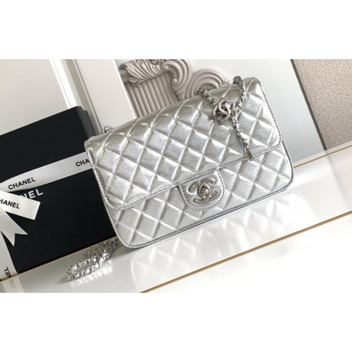 Chanel Flap Bag in Silver Leather