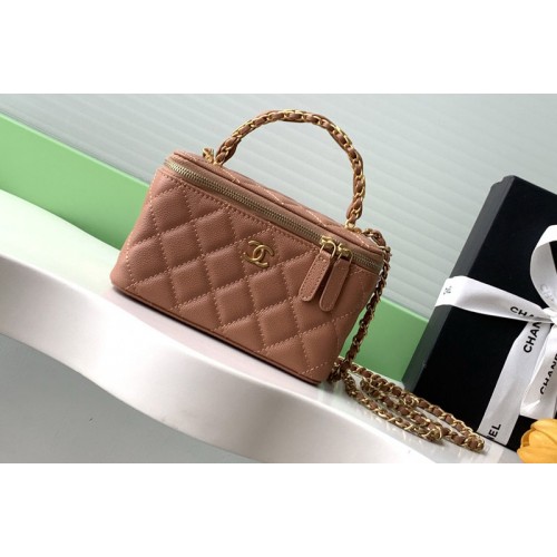Chanel AP4842 Long Vanity With Chain in Brown Leather