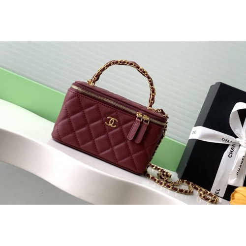 Chanel AP4842 Long Vanity With Chain in Red Leather