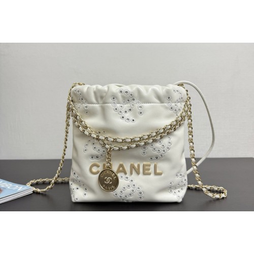 Chanel 22 Mini Handbag AS3980 in White Leather Chanel 22 Mini Handbag AS3980 in White Leather