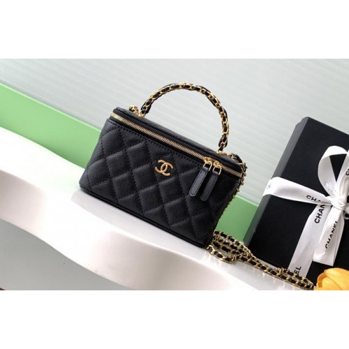 Chanel AP4842 Long Vanity With Chain in Black Leather