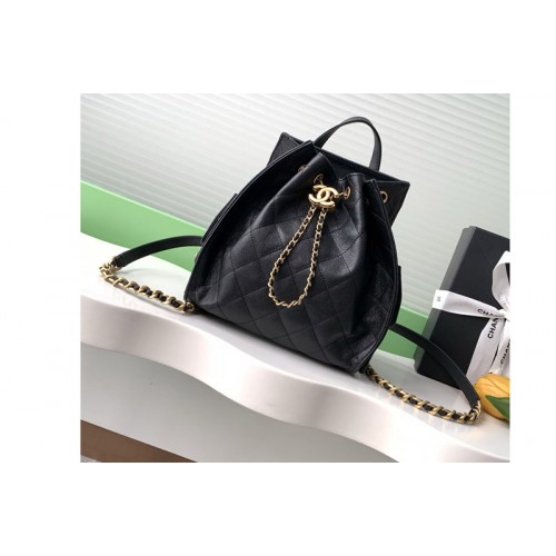 Chanel 25 Medium Backpack AS5600 in Black Leather