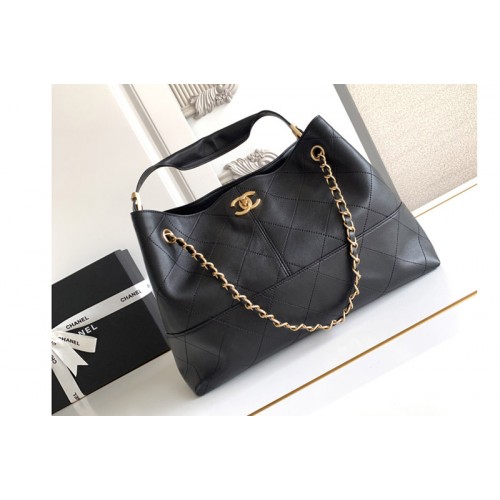 Chanel AS5657 Shopping Bag in Black Leather