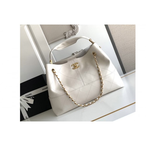 Chanel AS5657 Shopping Bag in White Leather